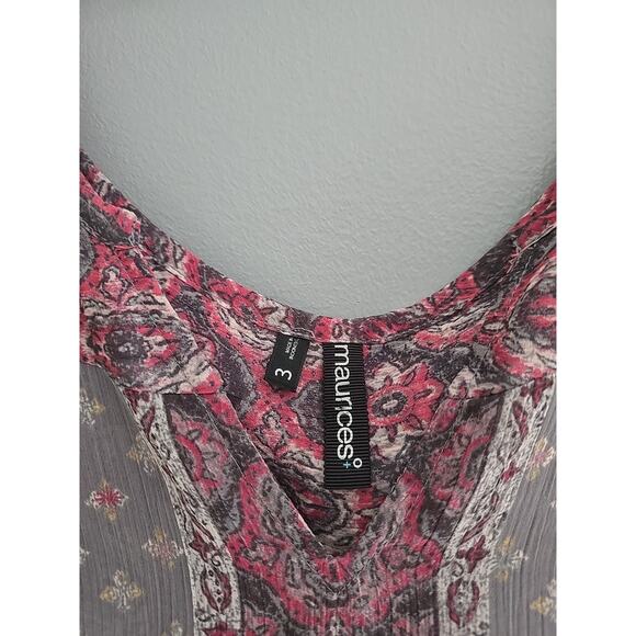 Maurices Gray Pink Floral V-Neck Lightweight Long Sleeve Boho Top Womans Size 3x - Picture 4 of 6